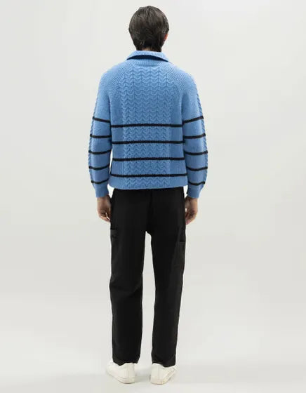 NEPTUNE D - LIGHT BLUE HALF ZIP MOCKNECK SWEATER